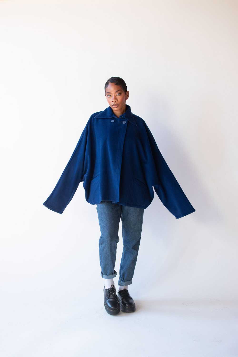 1990s Cobalt Wool Cocoon Coat - Gem