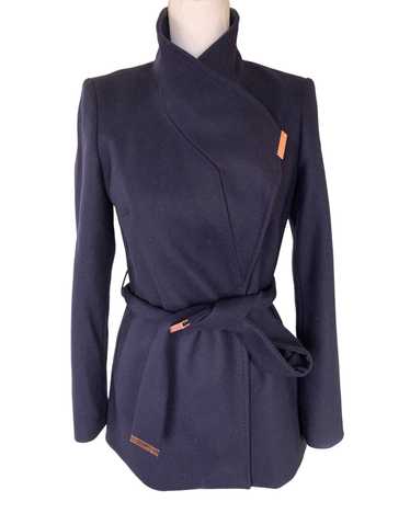 Ted Baker Navy Short Wrap Coat, S