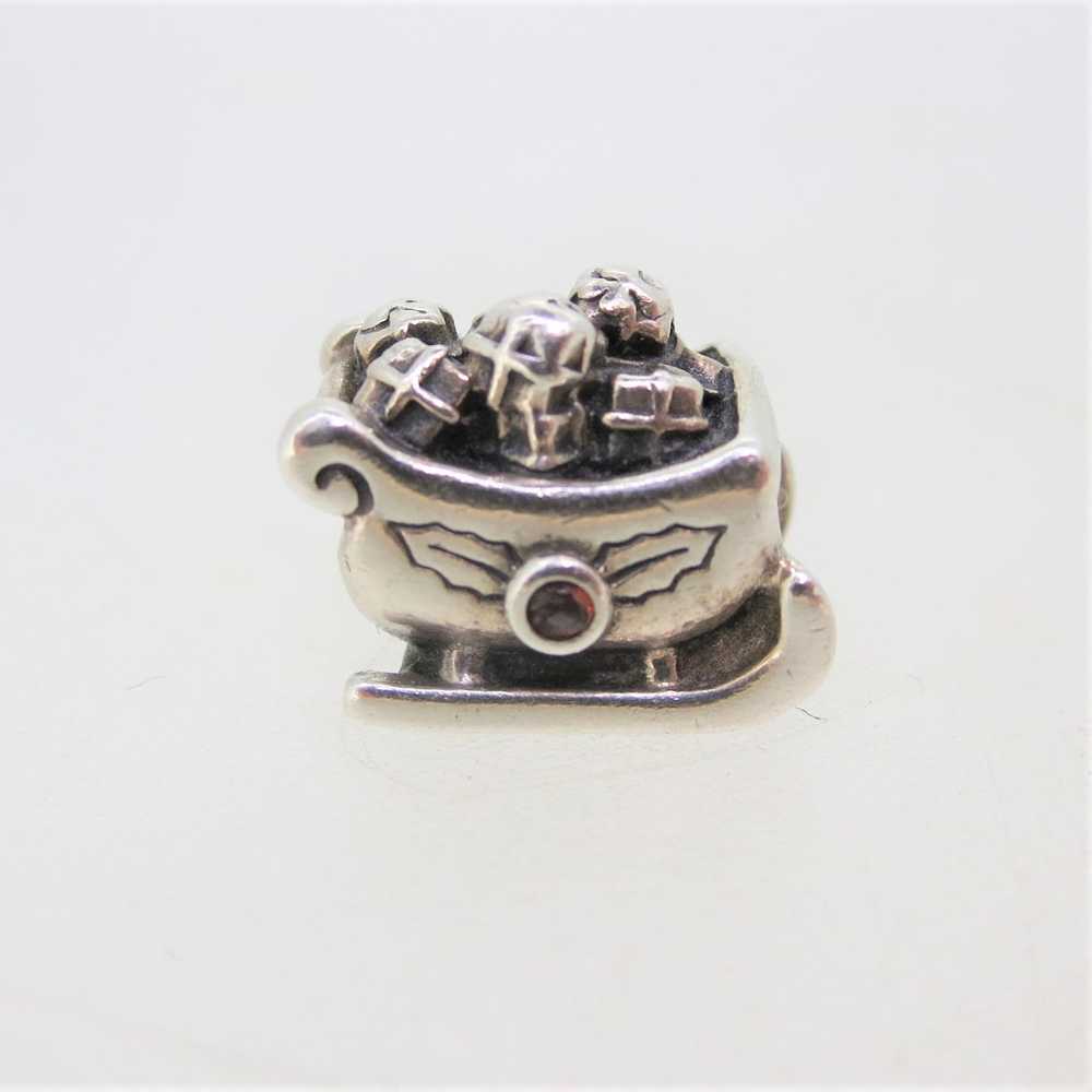 Pandora Sterling Silver Garnet Santa's Sleigh Chr… - image 1