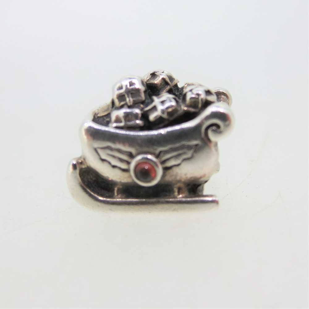 Pandora Sterling Silver Garnet Santa's Sleigh Chr… - image 3