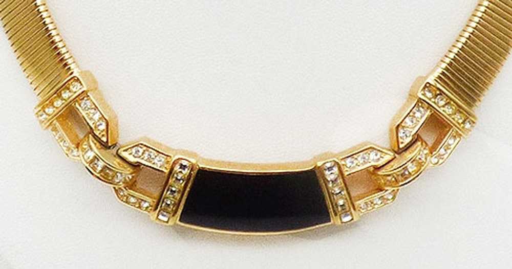 Christian Dior Black Enamel Omega Chain Necklace - image 2