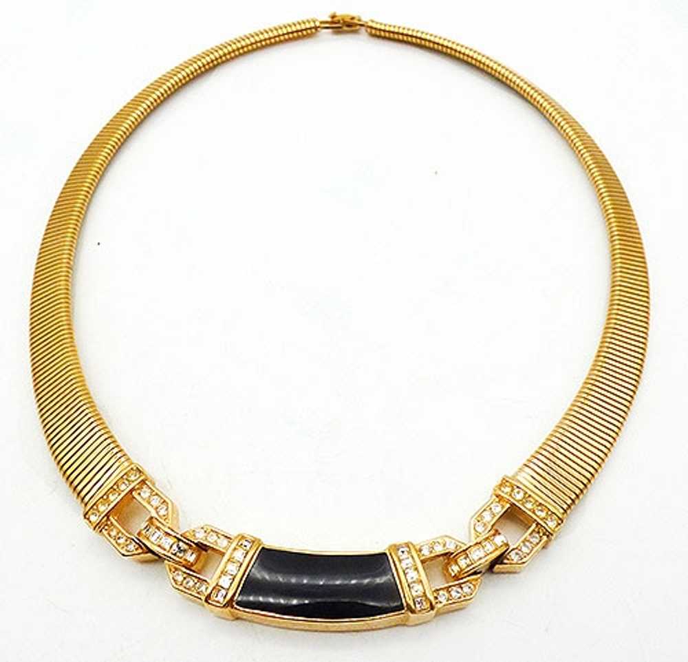 Christian Dior Black Enamel Omega Chain Necklace - image 3