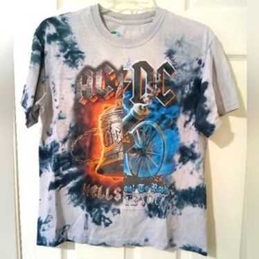 LIQUID BLUE AC/DC /プリントtシャツ/ネイビー/バンt AC/DC 21 Gun Salute Tie-Dye T-Shirt Tee Liquid Blue