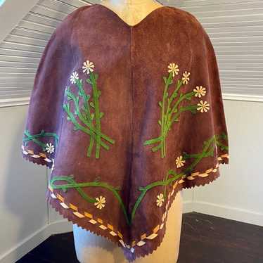 ジャケット・アウター vintage hand paint leather poncho ジャケット・アウター vintage hand paint leather poncho Lined