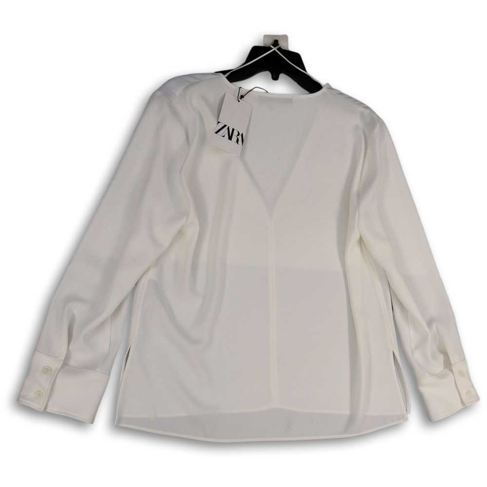 Zara NWT Womens White Long Sleeve V-Neck Side Sli… - image 2