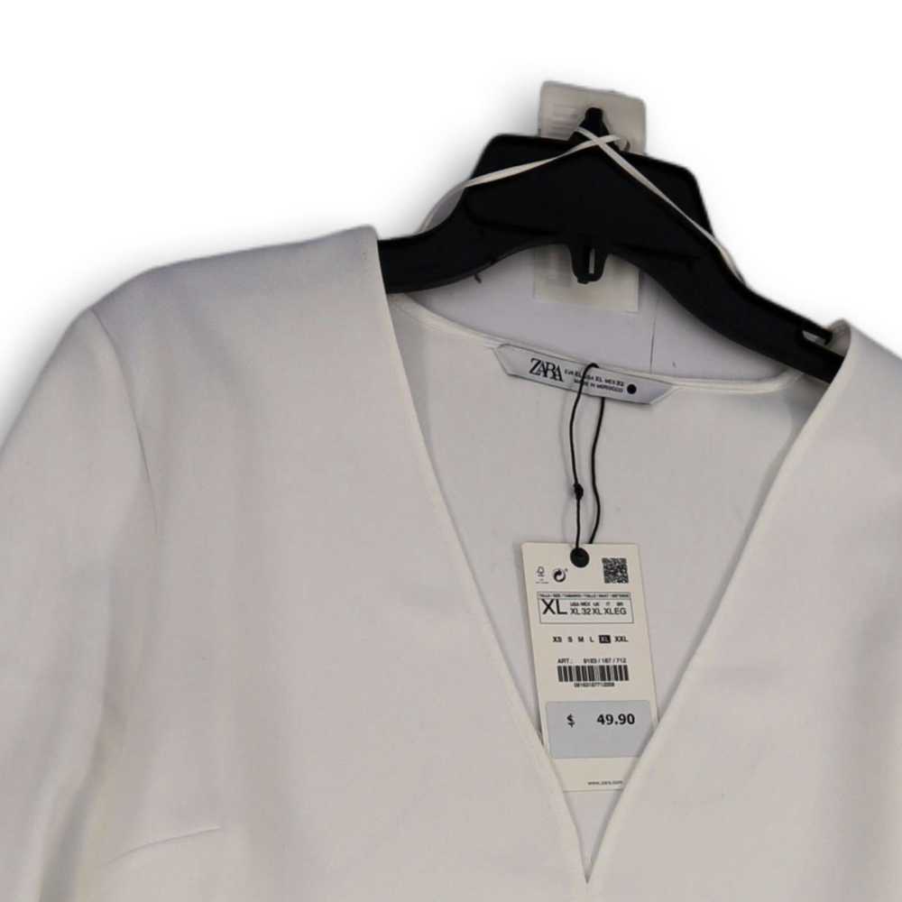 Zara NWT Womens White Long Sleeve V-Neck Side Sli… - image 3