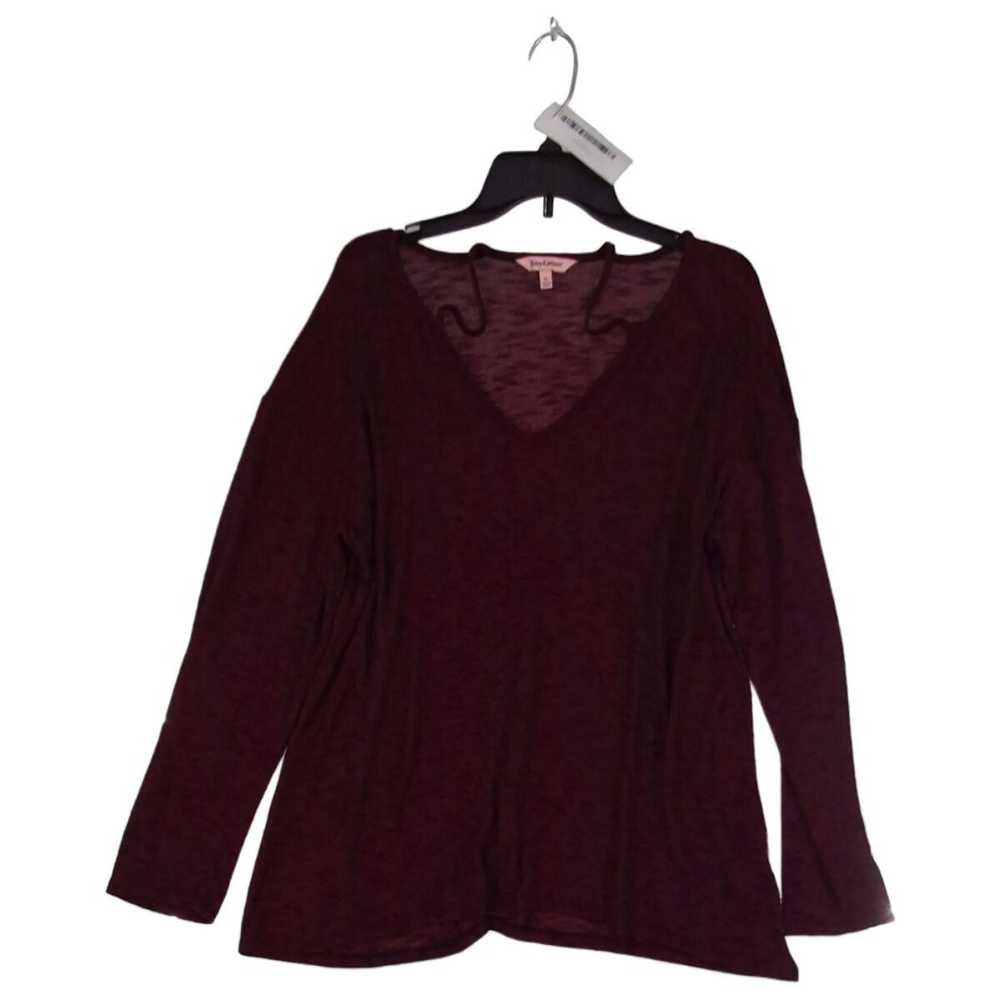 Juicy Couture Womens Dark Purple Solid Long Sleev… - image 1