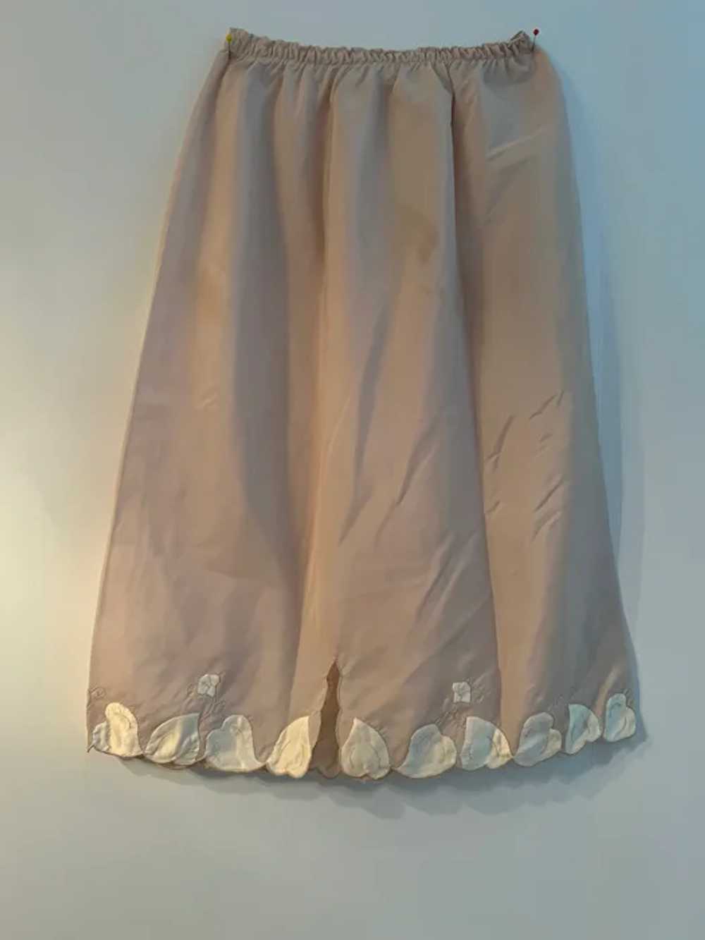 Vintage  Blush Nude 1960's Half Slip With Satin A… - image 2