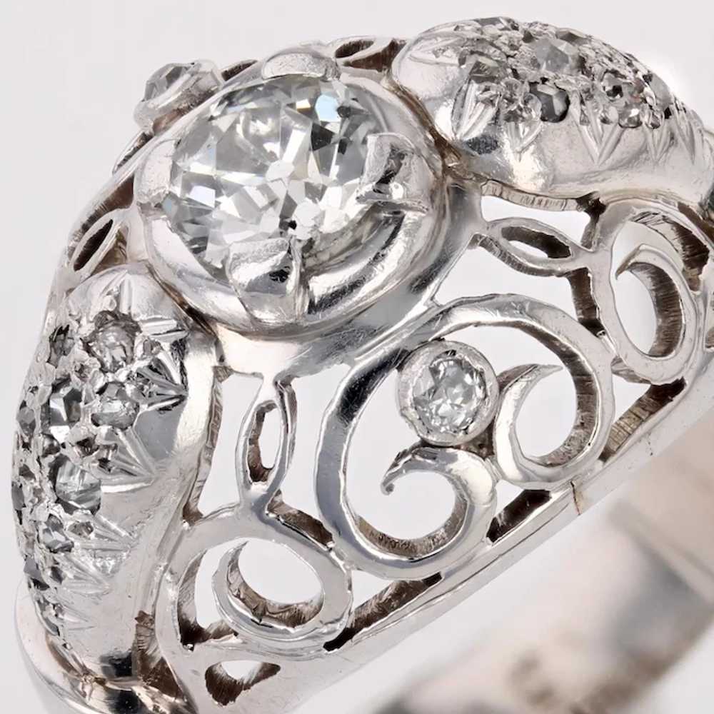 French 1960s Diamonds 18 Karat White Gold Openwor… - image 10