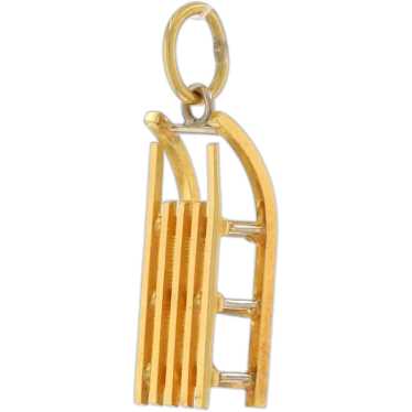 Yellow Gold Winter Sled Charm - 18k Holiday Snow S