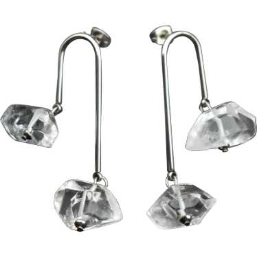 Large clear quartz earrings, unique statement unu… - image 1