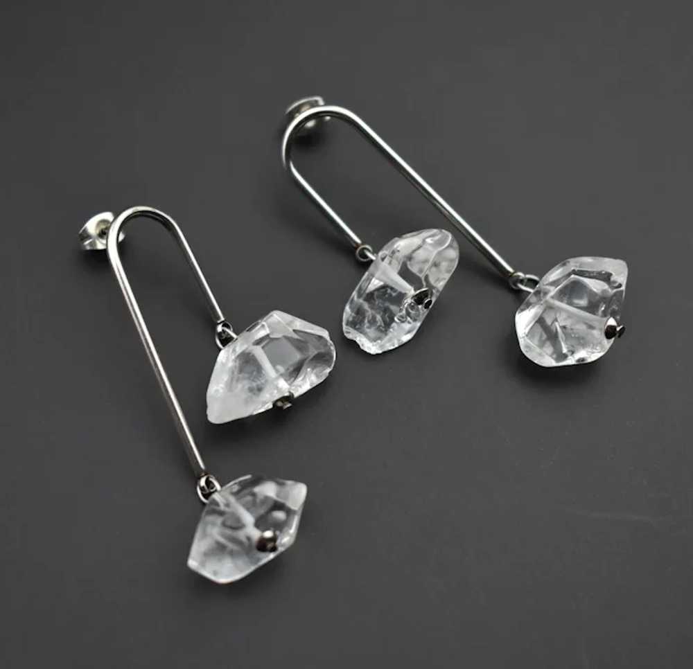 Large clear quartz earrings, unique statement unu… - image 3