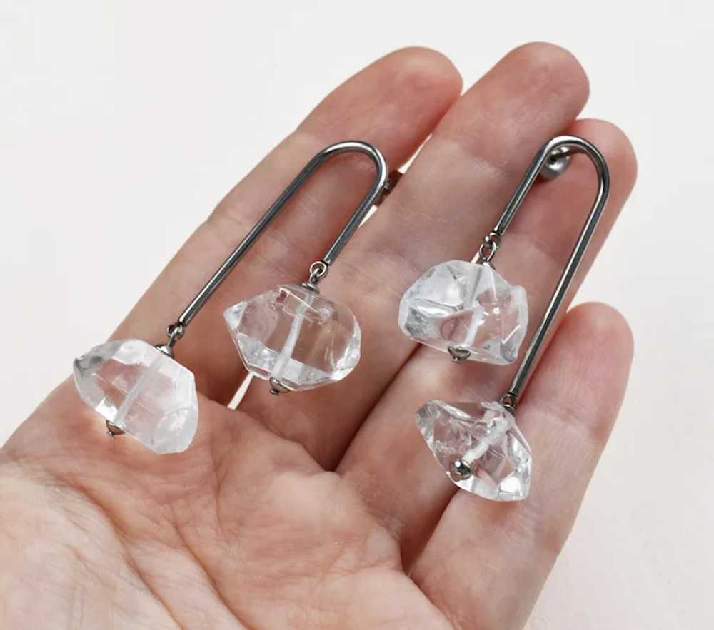 Large clear quartz earrings, unique statement unu… - image 4