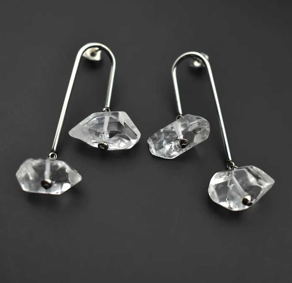 Large clear quartz earrings, unique statement unu… - image 5