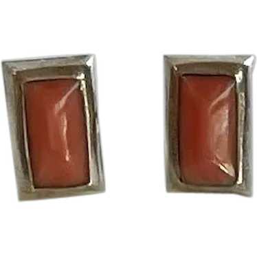 Lovely Sterling Silver Coral Earrings - image 1