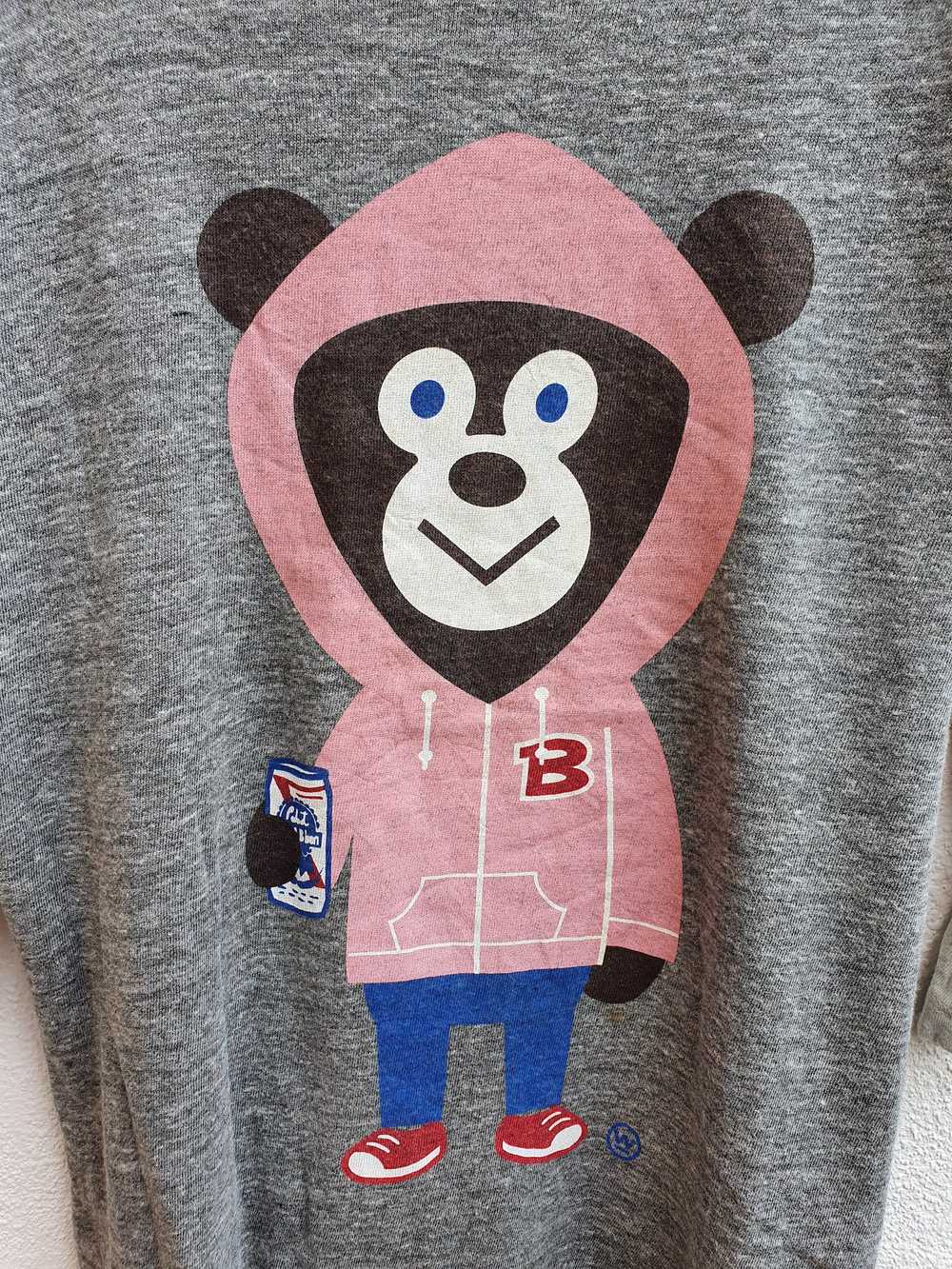 Beams Plus Beams Bear Graphic Raglan Block Tee Shirt - Gem