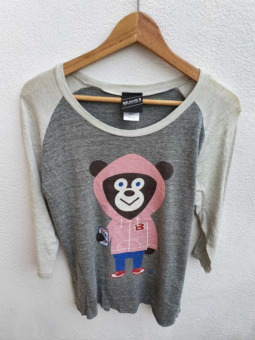 Beams Plus Beams Bear Graphic Raglan Block Tee Shirt - Gem