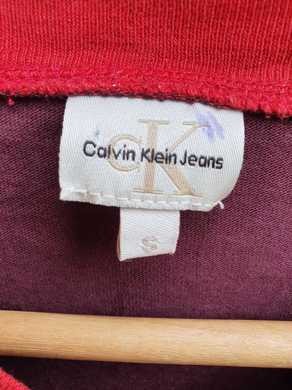 Calvin Klein Pop CK Jeans Raglan Stripes Maroon T… - image 3