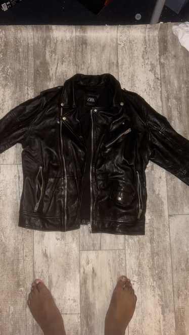 Genuine Leather × Leather Jacket × Zara Black shee