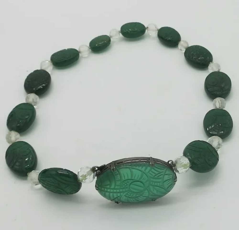 Stunning Art Deco Carved Chrysoprase & Rock Cryst… - image 4