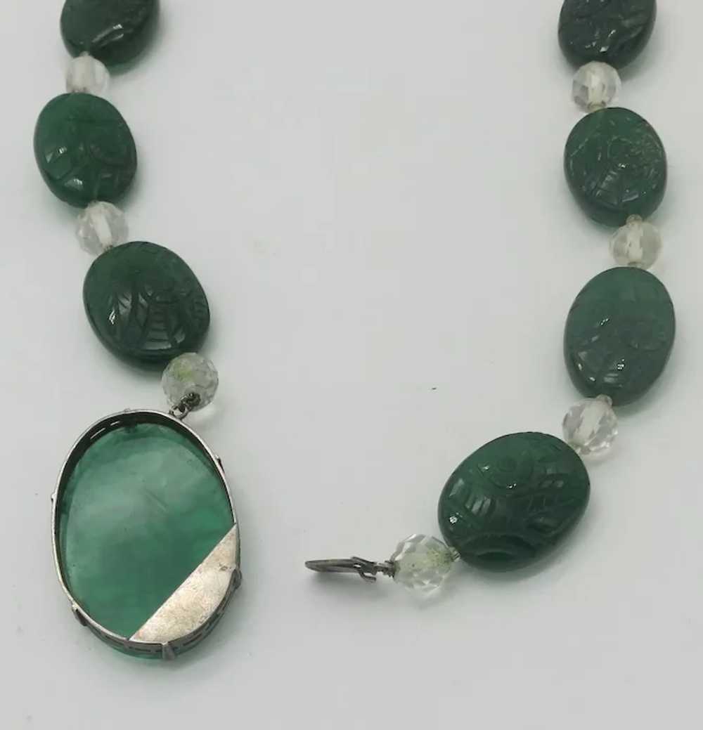 Stunning Art Deco Carved Chrysoprase & Rock Cryst… - image 5