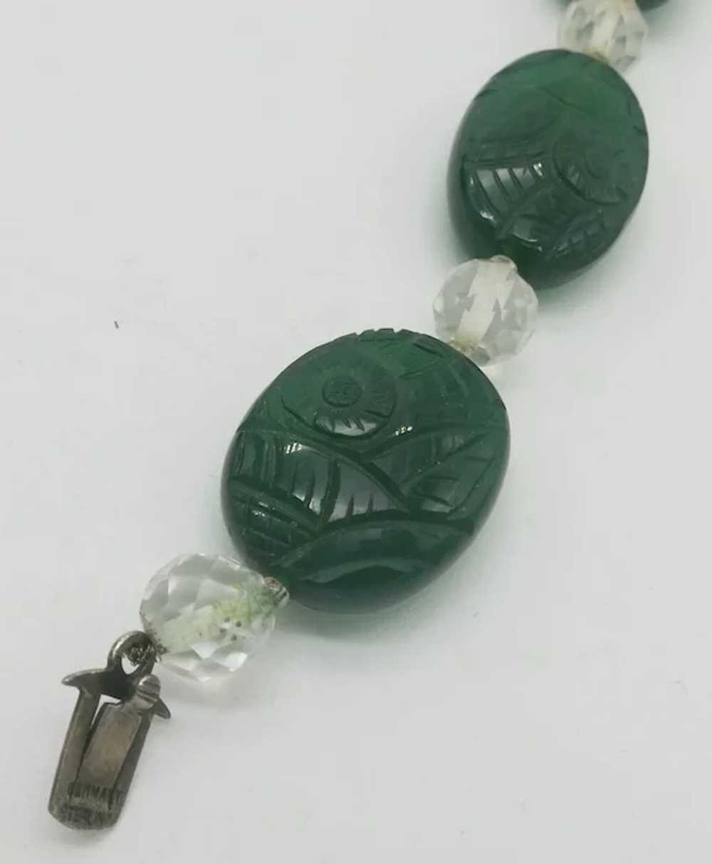 Stunning Art Deco Carved Chrysoprase & Rock Cryst… - image 6