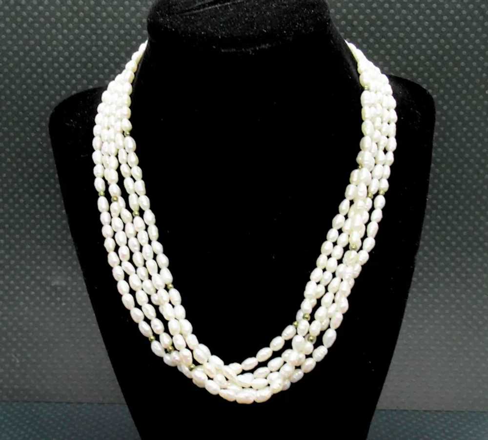 Five Strand Cultured Freshwater Rice Pearl Neckla… - image 2