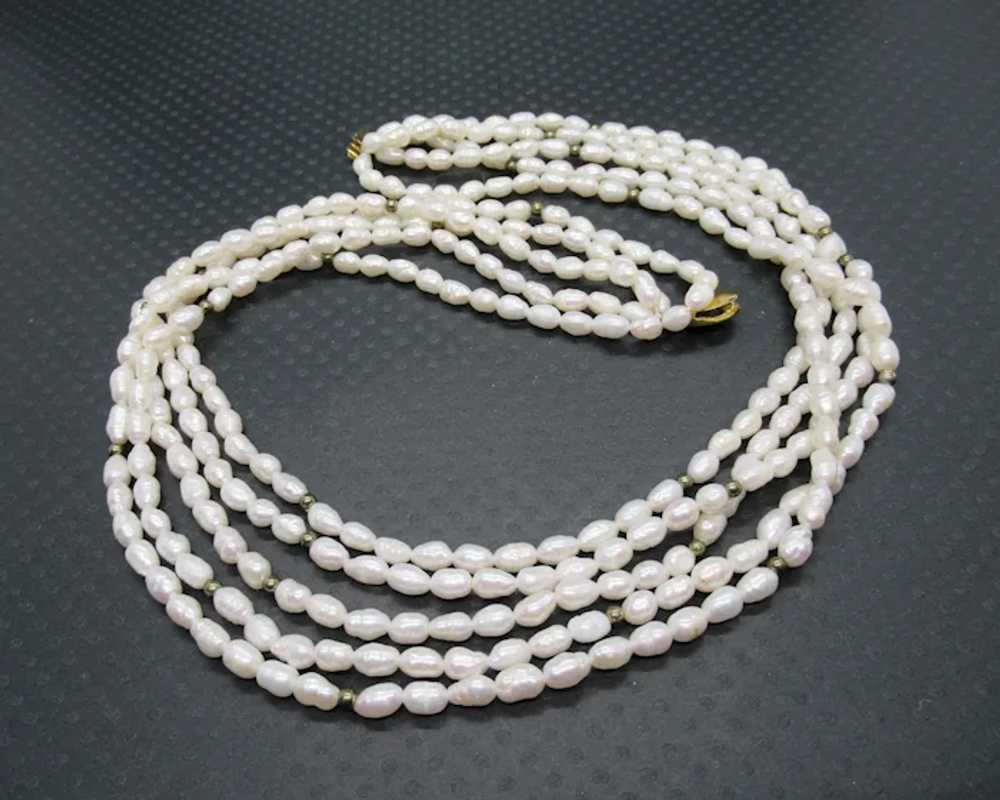 Five Strand Cultured Freshwater Rice Pearl Neckla… - image 3