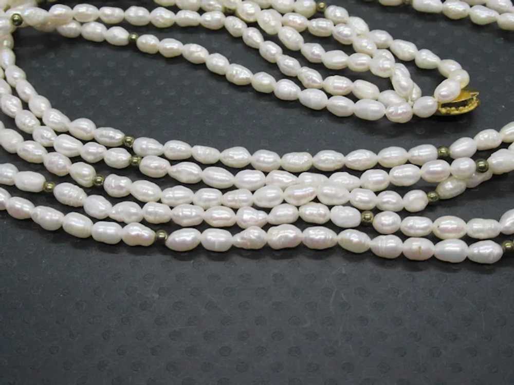 Five Strand Cultured Freshwater Rice Pearl Neckla… - image 4