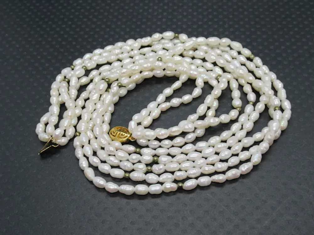 Five Strand Cultured Freshwater Rice Pearl Neckla… - image 6