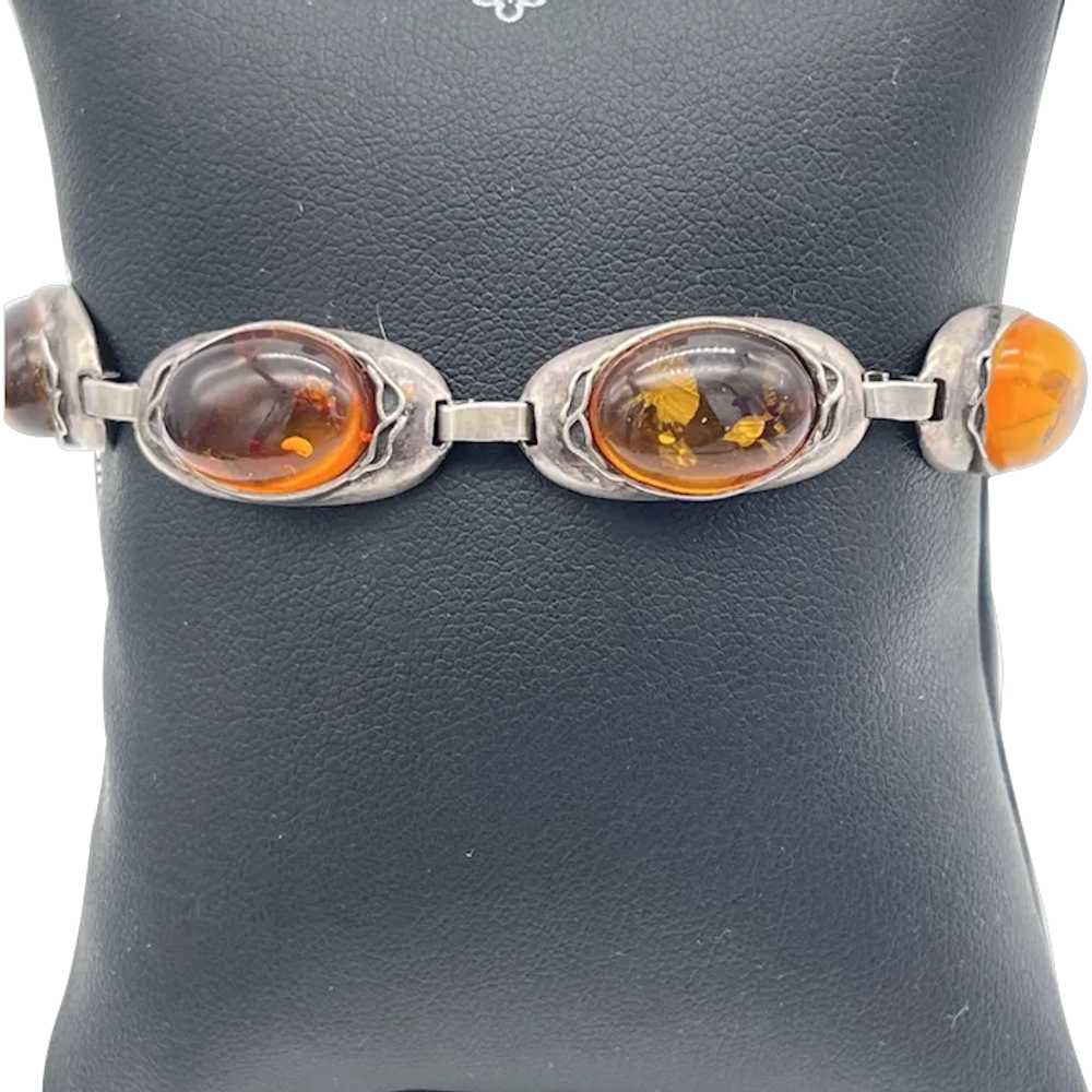 Sterling Silver and Amber Bracelet 14.6g - image 1