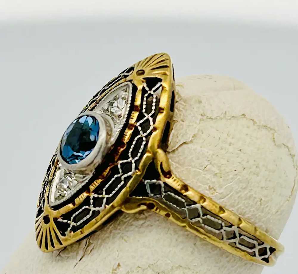 Antique Edwardian Montana Sapphire & Diamond Ring… - image 2