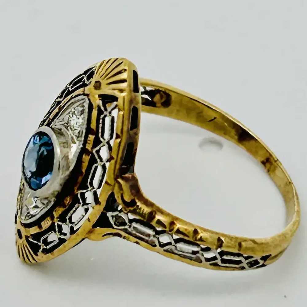 Antique Edwardian Montana Sapphire & Diamond Ring… - image 4