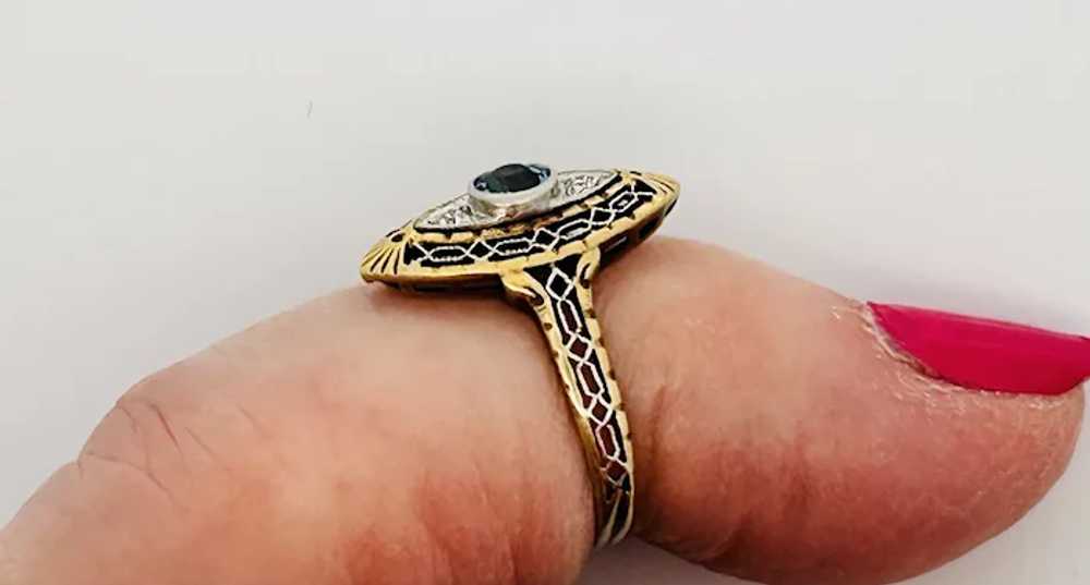 Antique Edwardian Montana Sapphire & Diamond Ring… - image 9