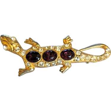 Purple Rhinestone Lizard Pin - image 1