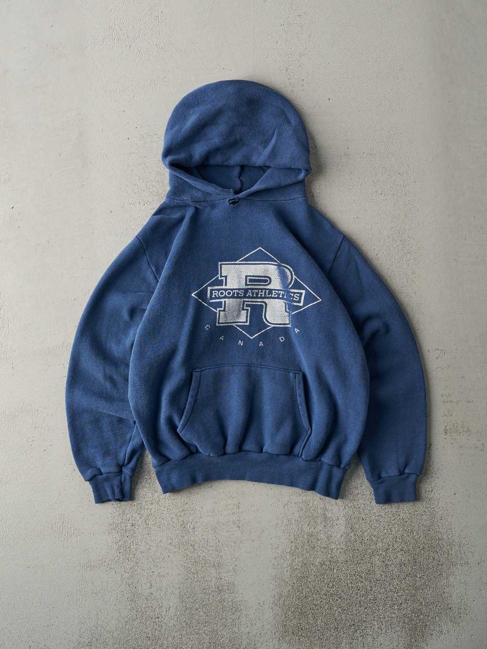 Vintage 90s Washed Navy Roots Athletics Boxy Hood… - image 1