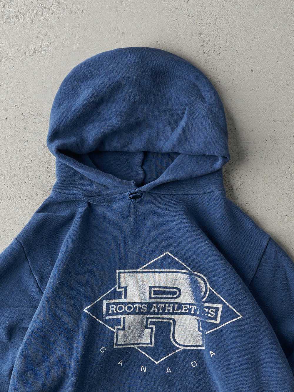 Vintage 90s Washed Navy Roots Athletics Boxy Hood… - image 2