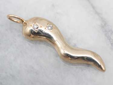 Diamond Set Italian Horn Pendant - image 1