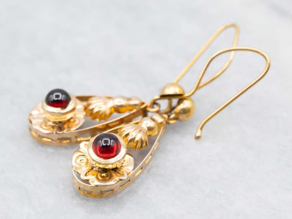 Ornate Garnet Cabochon Drop Earrings - image 1