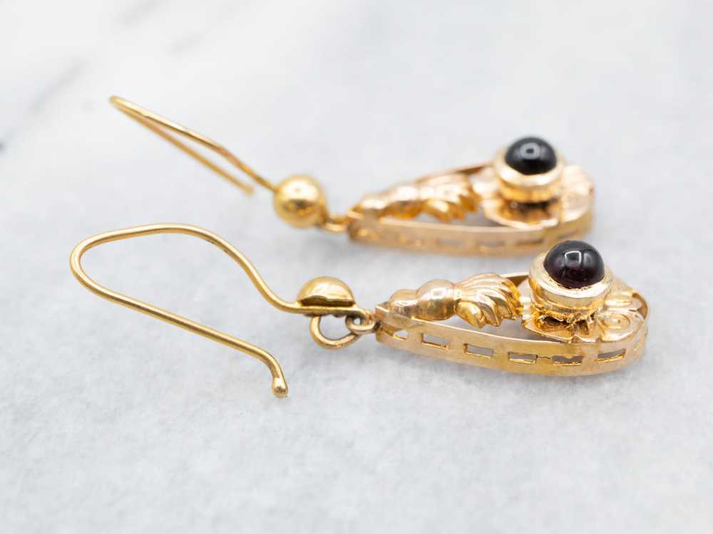 Ornate Garnet Cabochon Drop Earrings - image 3