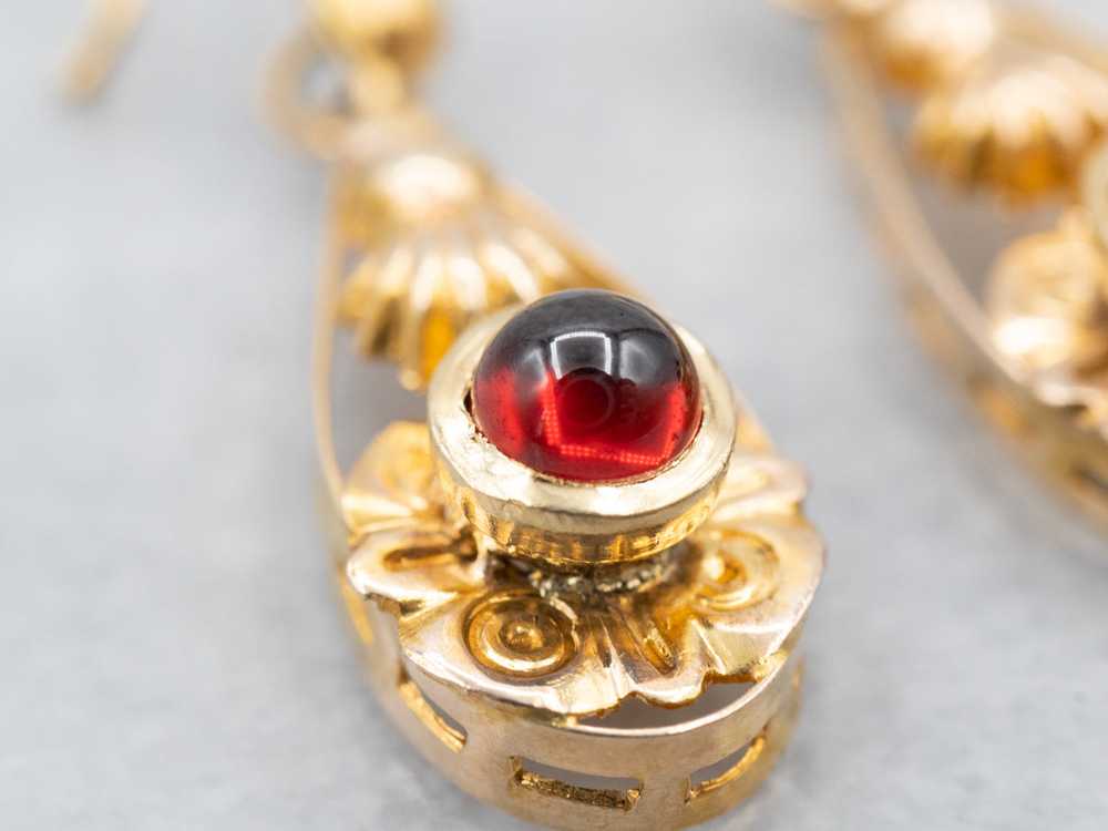 Ornate Garnet Cabochon Drop Earrings - image 4