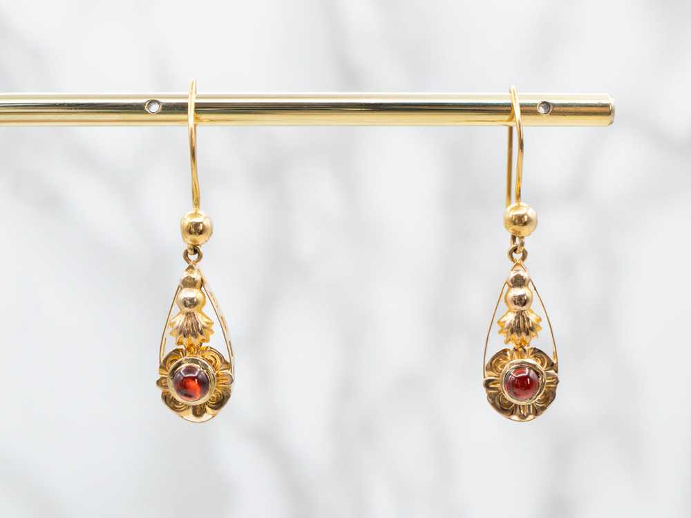 Ornate Garnet Cabochon Drop Earrings - image 5