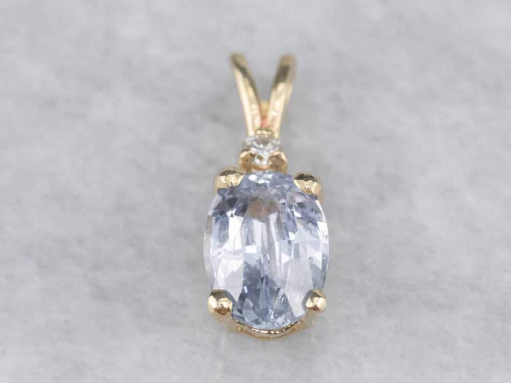 Pale Blue Sapphire and Diamond Pendant - image 2