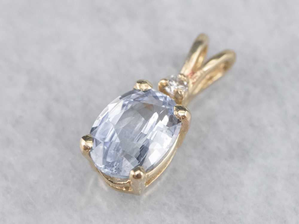 Pale Blue Sapphire and Diamond Pendant - image 3