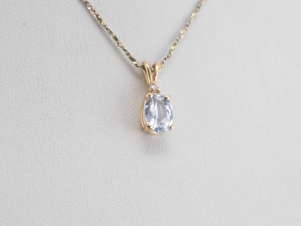 Pale Blue Sapphire and Diamond Pendant - image 8