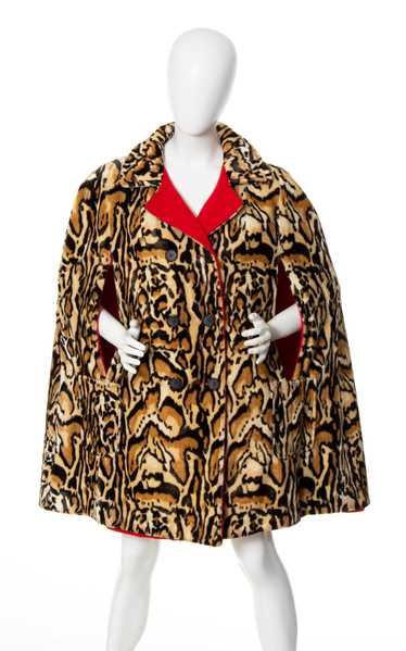 1960s Reversible Faux Fur & Wool Cape | medium/lar