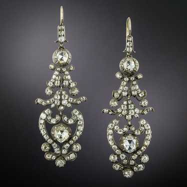 Early-Victorian Diamond Chandelier Earrings - image 1