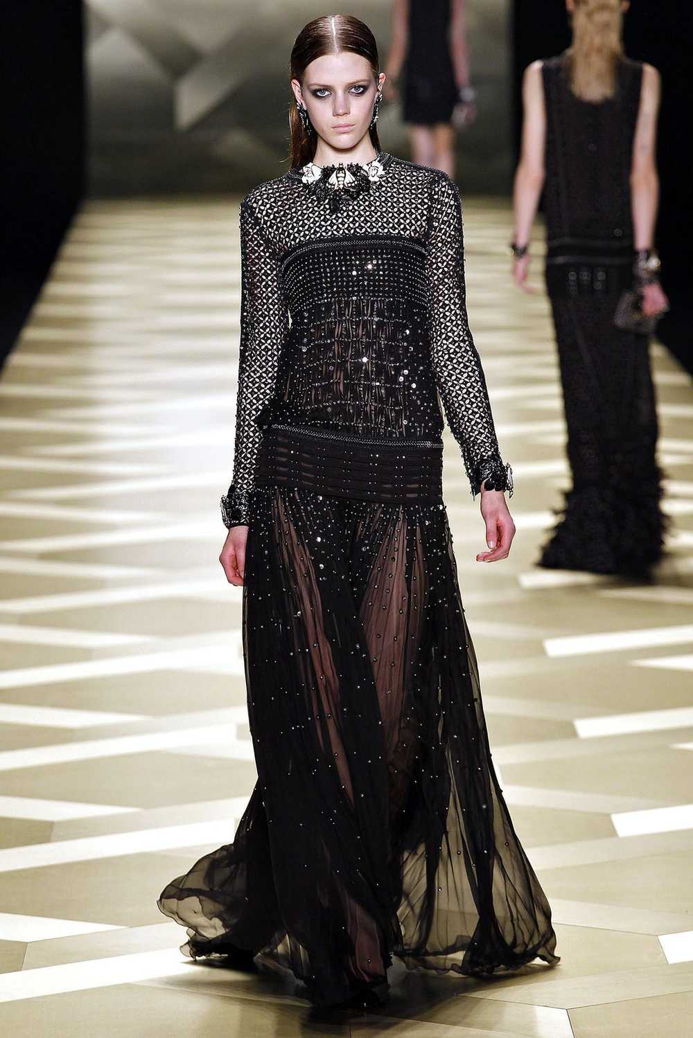 2013 Roberto Cavalli Embellished Chiffon and Sued… - image 2