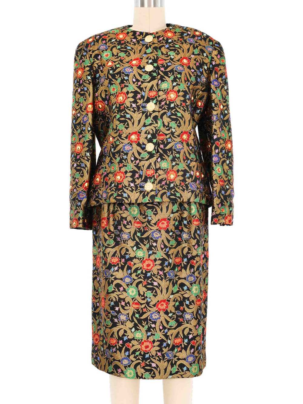 Adele Simpson Jewel Toned Brocade Suit - image 1