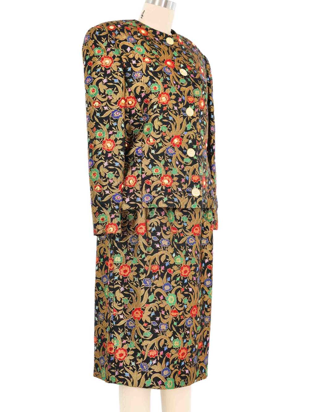 Adele Simpson Jewel Toned Brocade Suit - image 4